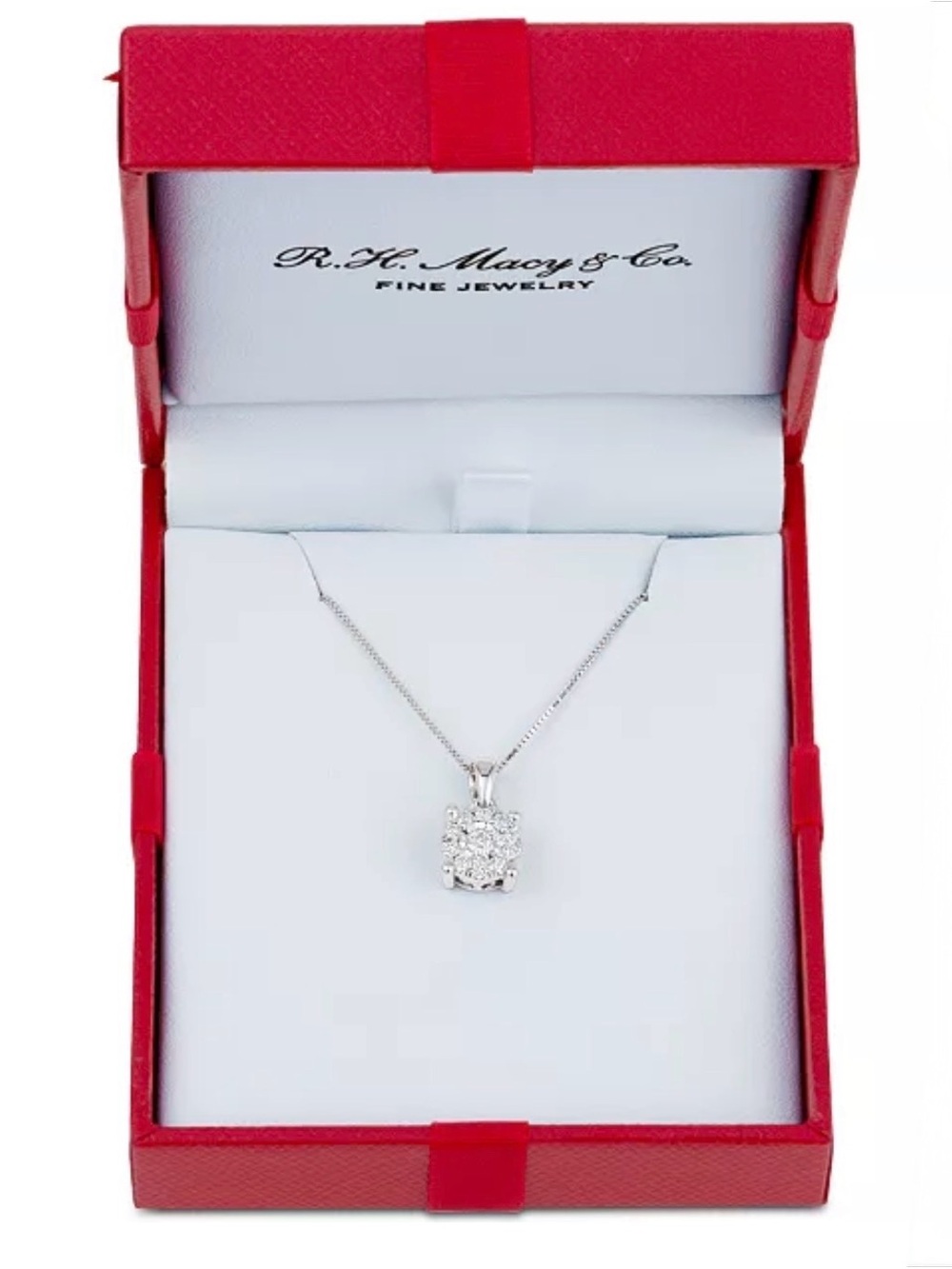 Macy’s R.H. Macy & Co Diamond Halo 18" Pendant Necklace (1/3 ct. t.w.) - Picture 2 of 5